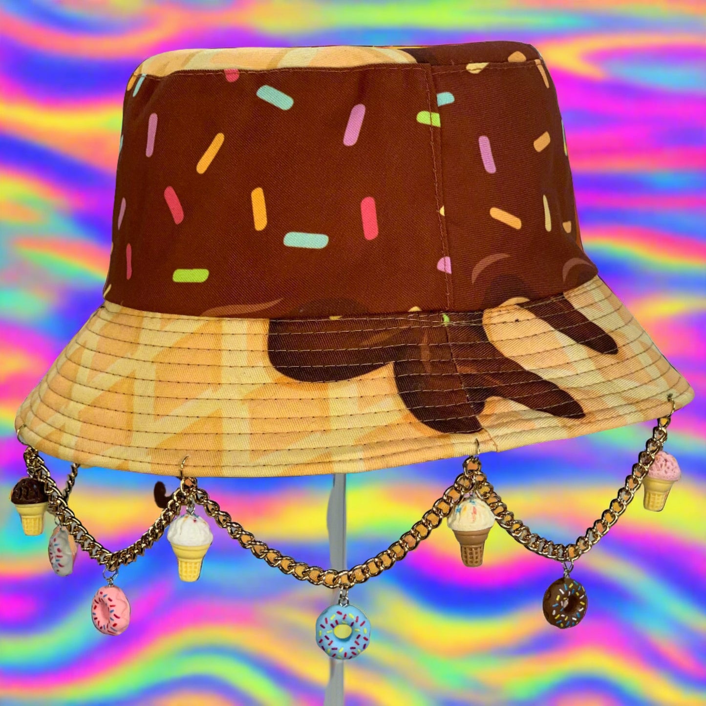 Doughnut Drip Too Hard! Doughnut and Ice Cream Chain and Charm Bucket Hat