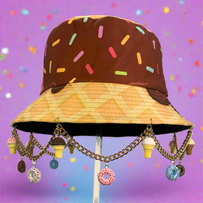 Doughnut Drip Too Hard! Doughnut and Ice Cream Chain and Charm Bucket Hat