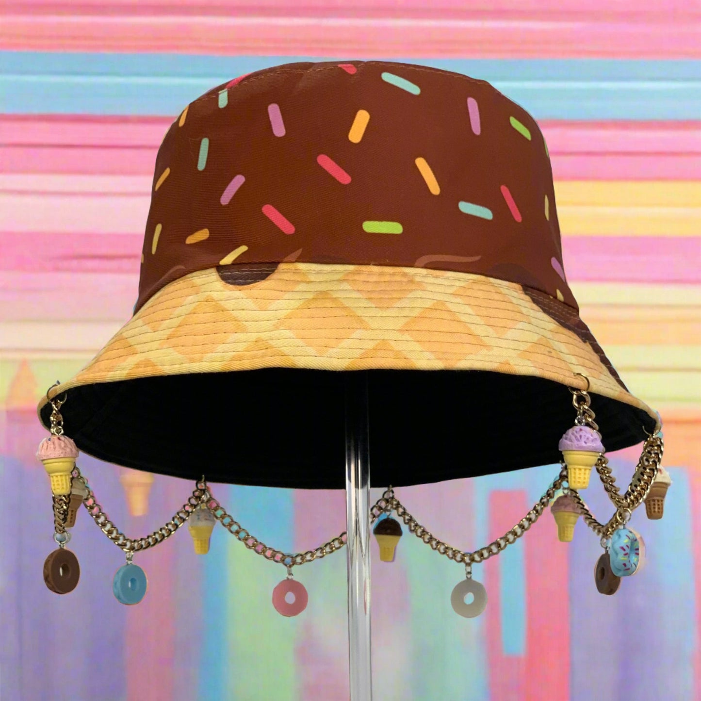 Doughnut Drip Too Hard! Doughnut and Ice Cream Chain and Charm Bucket Hat