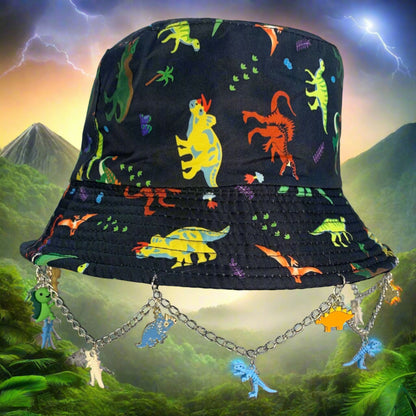 Saur Through The Past! Dinosaur Chain and Charm Bucket Hat