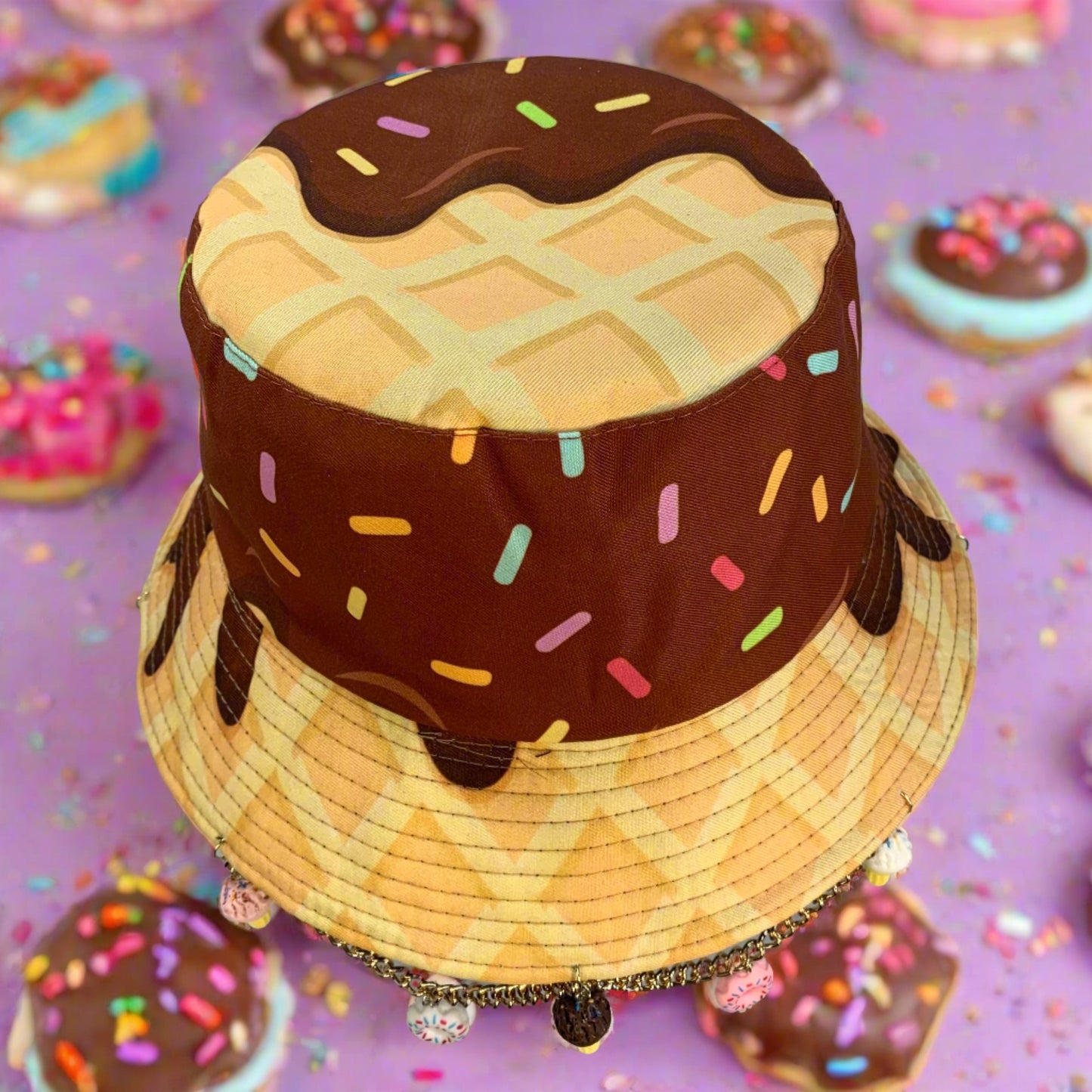 Doughnut Drip Too Hard! Doughnut and Ice Cream Chain and Charm Bucket Hat