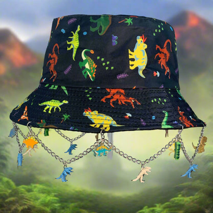 Saur Through The Past! Dinosaur Chain and Charm Bucket Hat