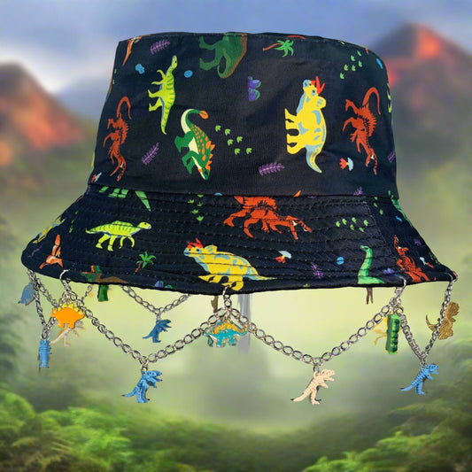 Saur Through The Past! Dinosaur Chain and Charm Bucket Hat