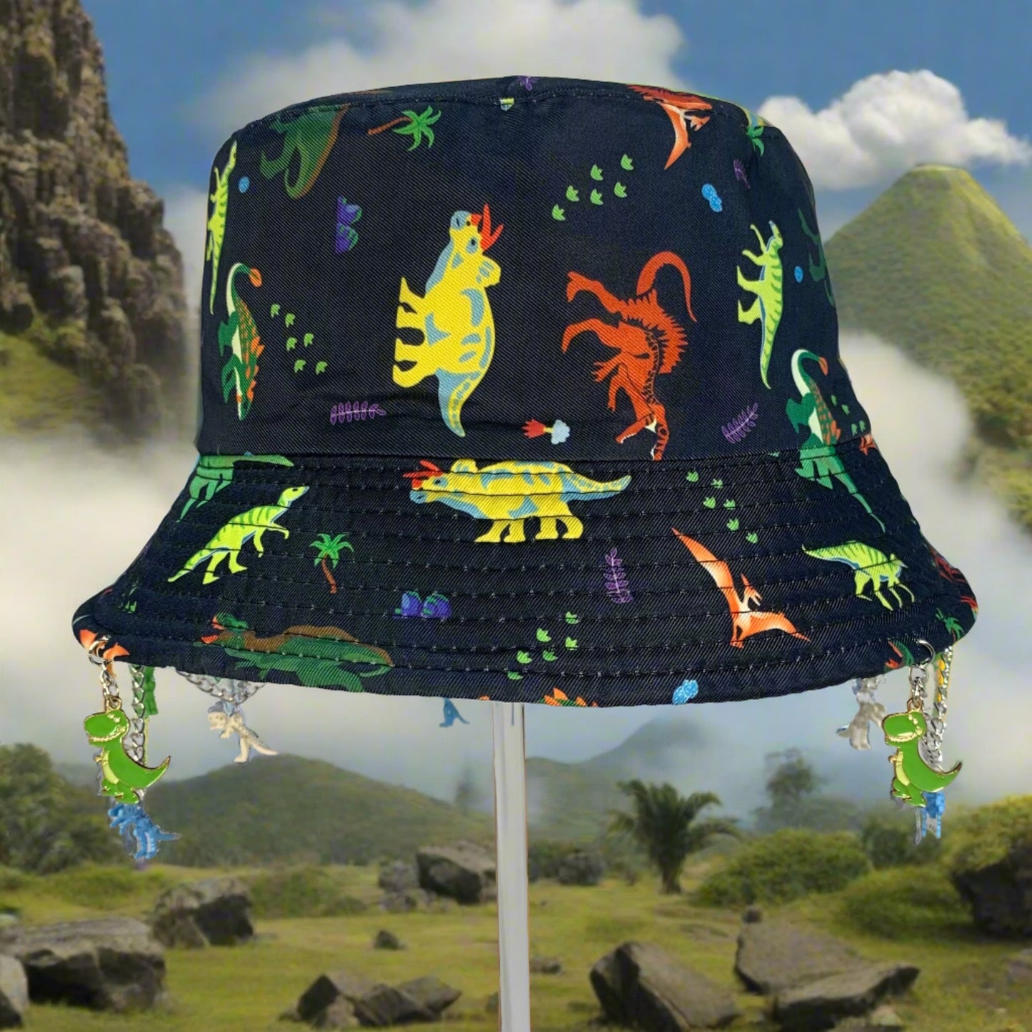 Saur Through The Past! Dinosaur Chain and Charm Bucket Hat