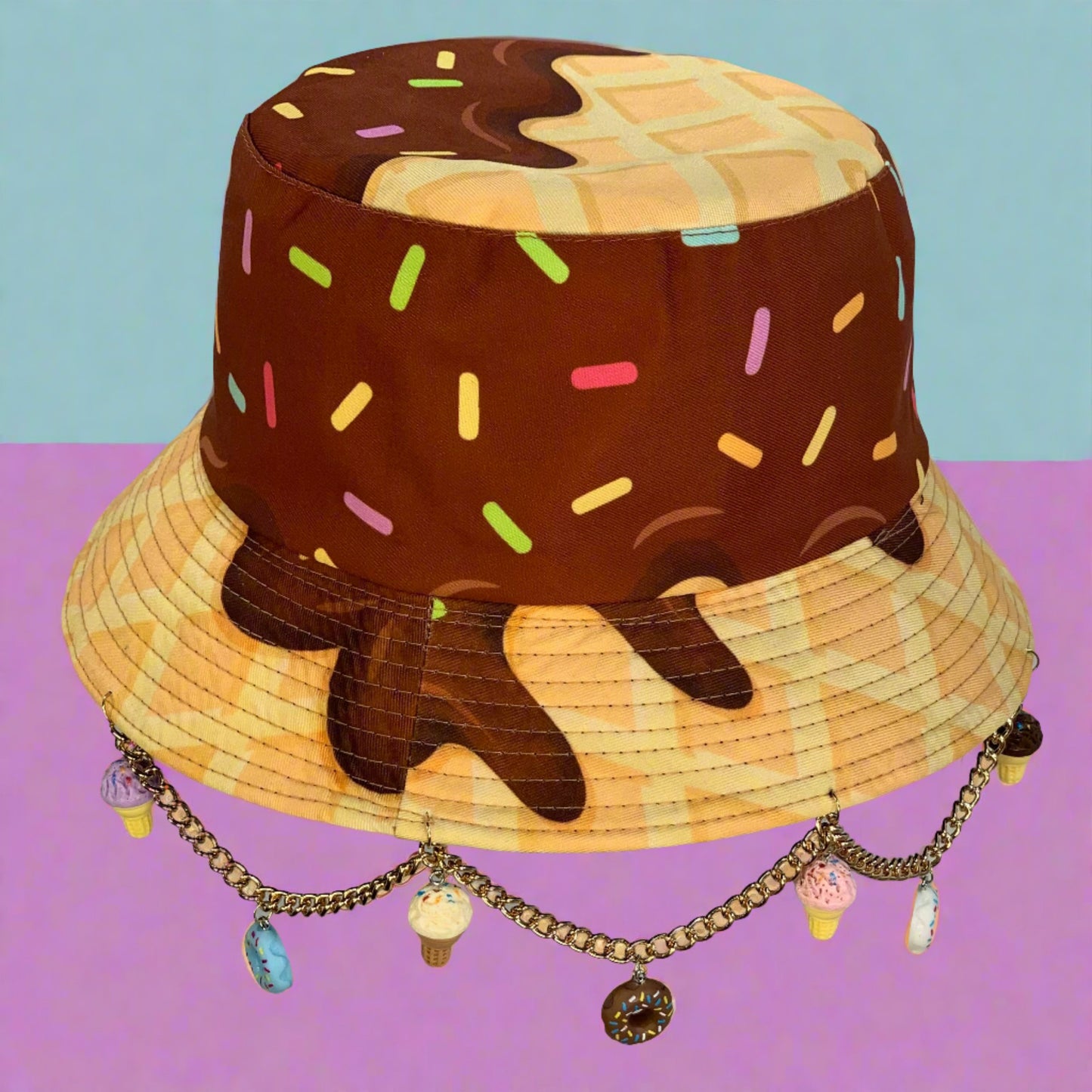 Doughnut Drip Too Hard! Doughnut and Ice Cream Chain and Charm Bucket Hat