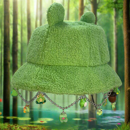 Are You Ribbit? Happy Frog Chain and Charm Bucket Hat