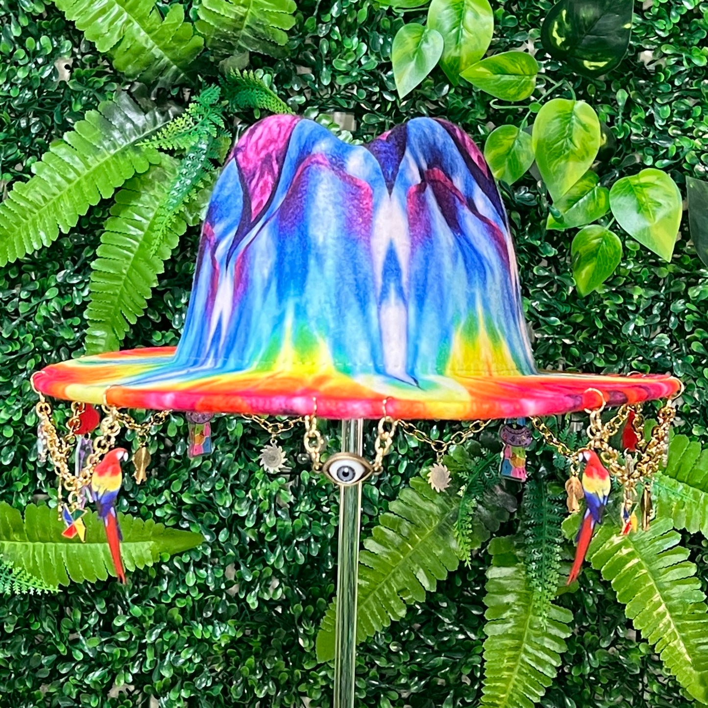 Tie Dye Rainbow Forest Wide Brim Hat