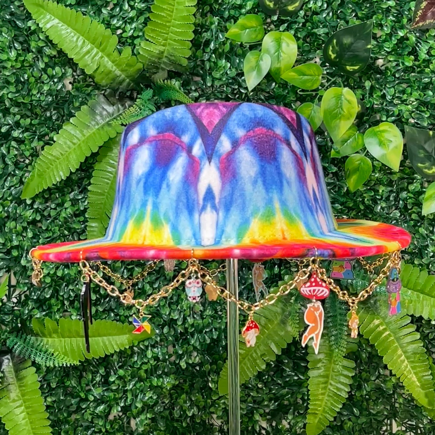 Tie Dye Rainbow Forest Wide Brim Hat