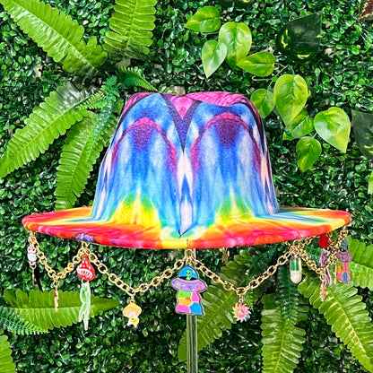 Tie Dye Rainbow Forest Wide Brim Hat