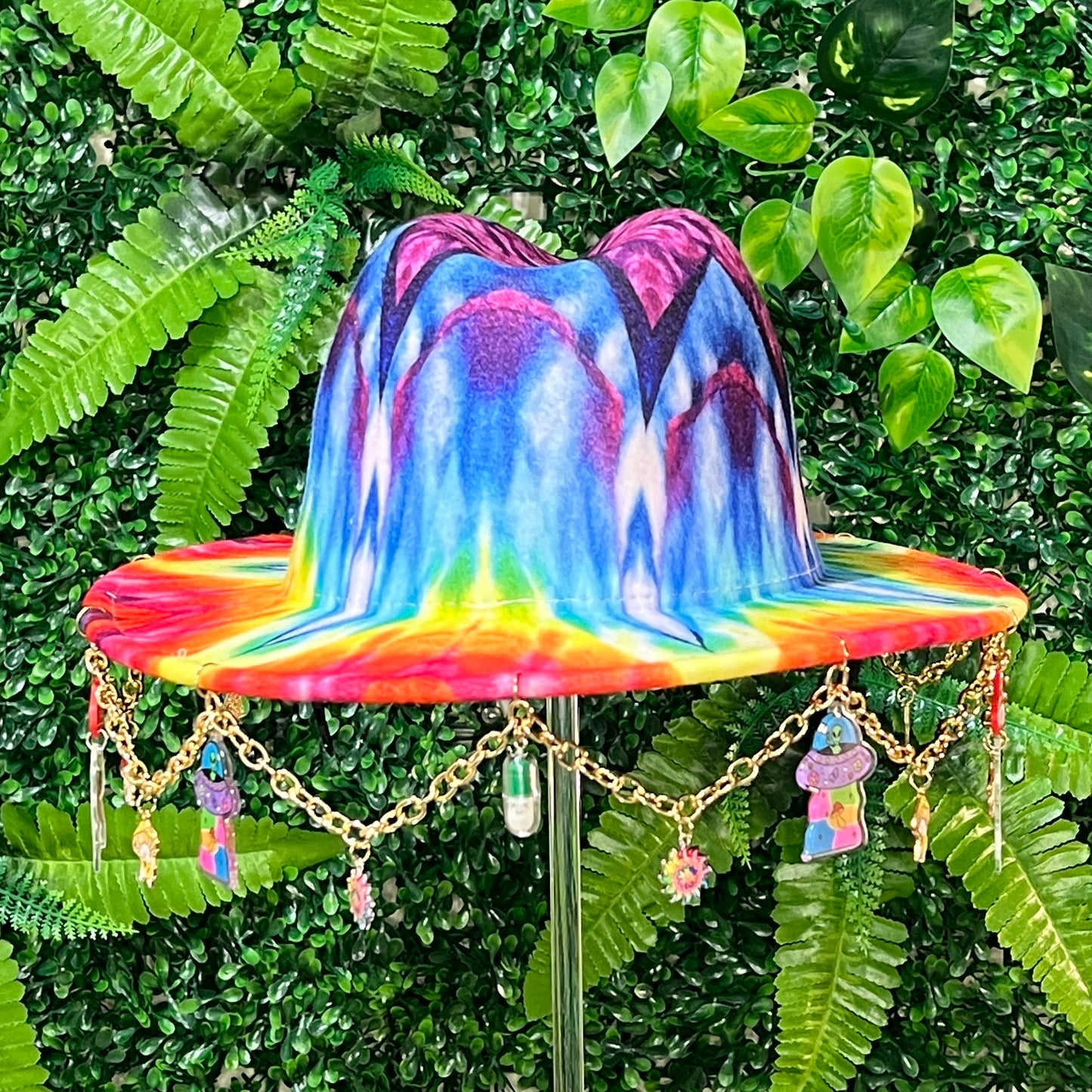 Tie Dye Rainbow Forest Wide Brim Hat