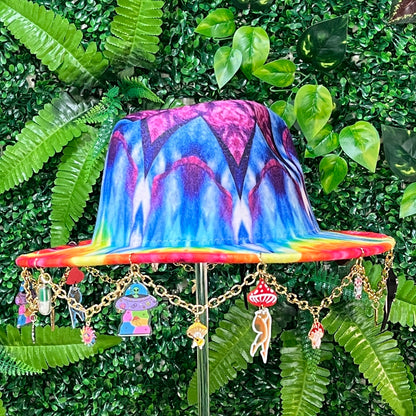 Tie Dye Rainbow Forest Wide Brim Hat