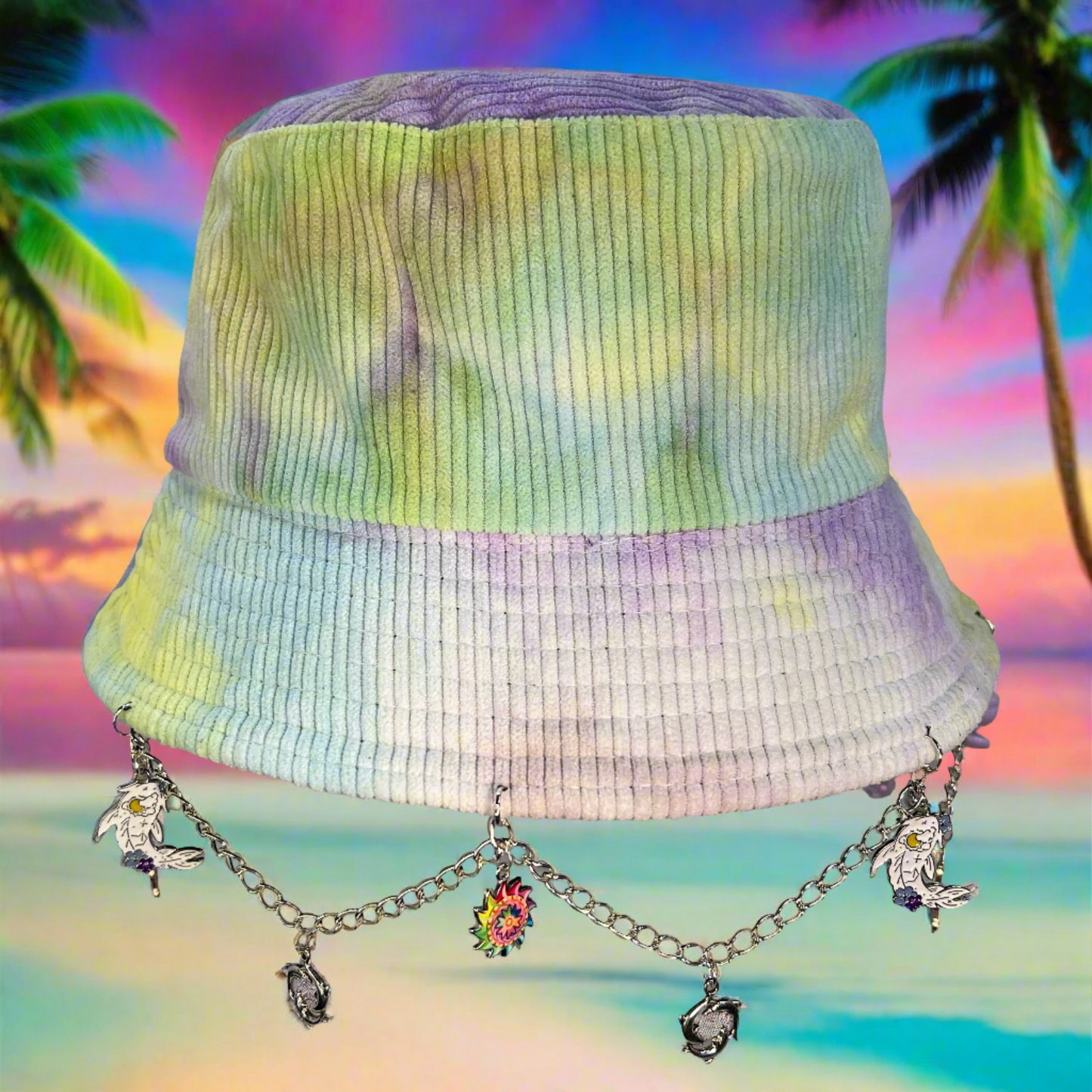 Surfing Corduroy Waves! Sea Life Chain and Charm Bucket Hat